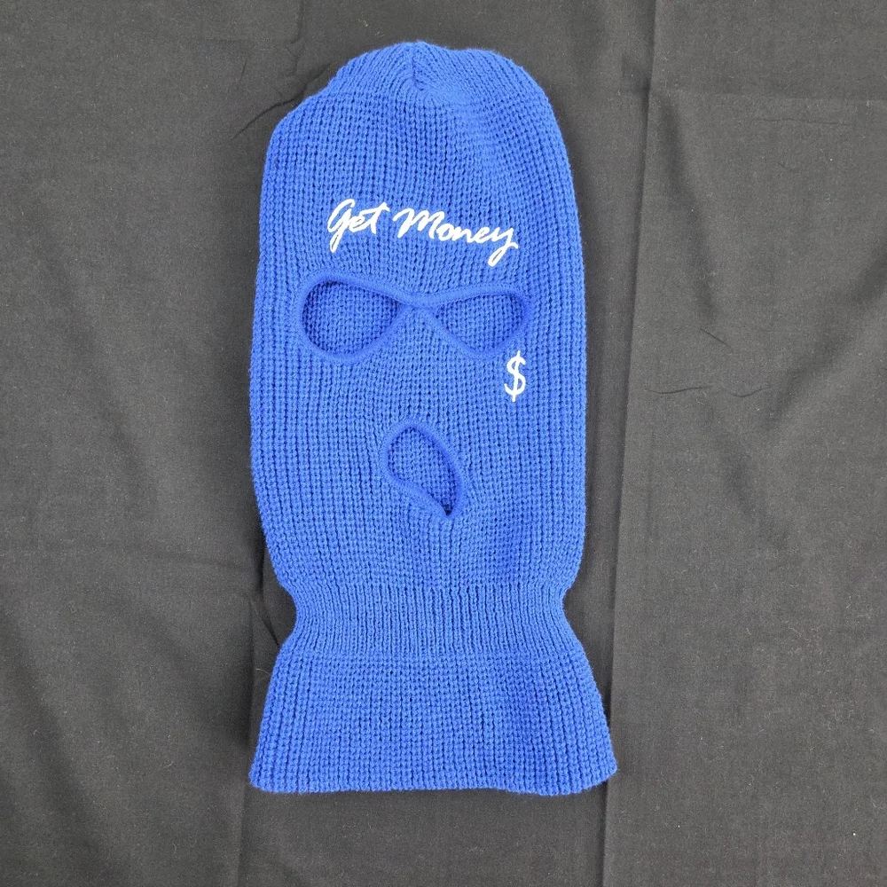 Get Money $ Ski Mask Mens Blue Full Face Cover Acrylic